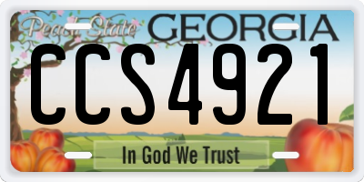 GA license plate CCS4921