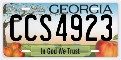 GA license plate CCS4923
