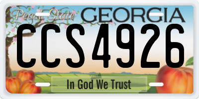 GA license plate CCS4926
