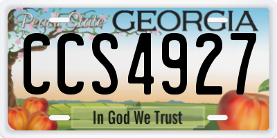 GA license plate CCS4927