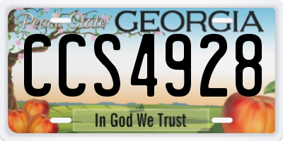 GA license plate CCS4928