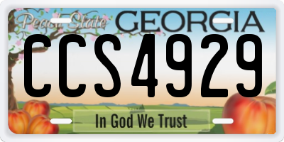GA license plate CCS4929