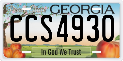 GA license plate CCS4930