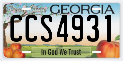 GA license plate CCS4931