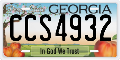 GA license plate CCS4932