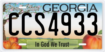 GA license plate CCS4933