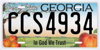 GA license plate CCS4934