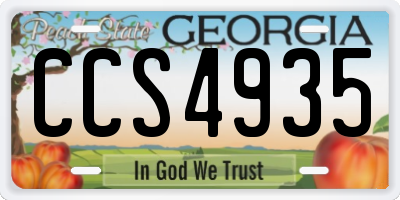 GA license plate CCS4935