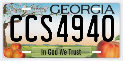 GA license plate CCS4940