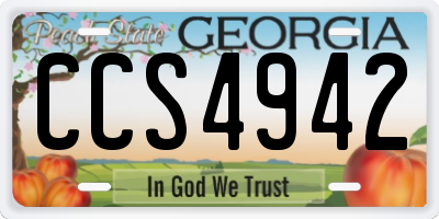 GA license plate CCS4942