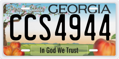 GA license plate CCS4944