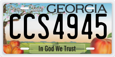 GA license plate CCS4945