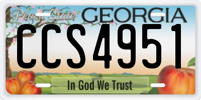 GA license plate CCS4951