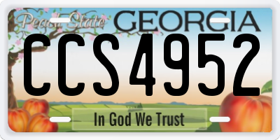 GA license plate CCS4952