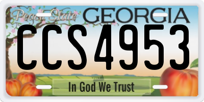 GA license plate CCS4953