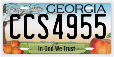 GA license plate CCS4955