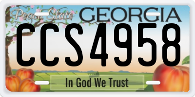 GA license plate CCS4958