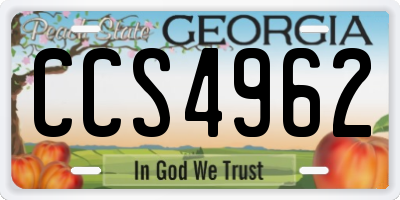 GA license plate CCS4962
