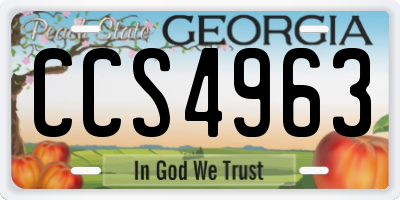 GA license plate CCS4963