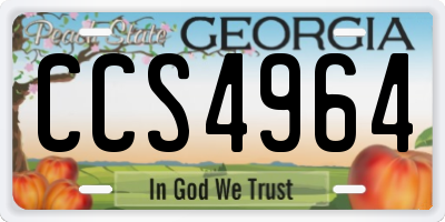 GA license plate CCS4964