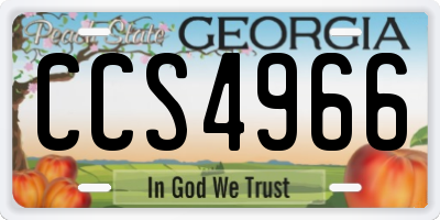 GA license plate CCS4966