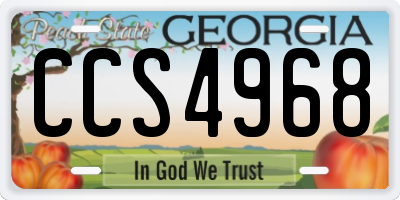GA license plate CCS4968