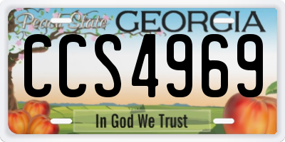 GA license plate CCS4969