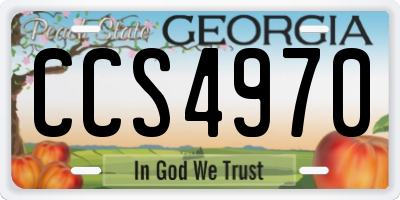 GA license plate CCS4970