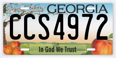 GA license plate CCS4972