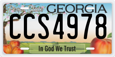 GA license plate CCS4978