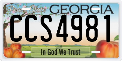 GA license plate CCS4981
