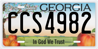 GA license plate CCS4982