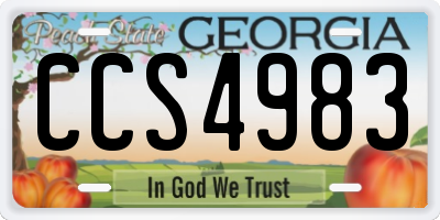 GA license plate CCS4983