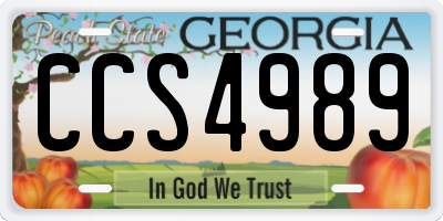 GA license plate CCS4989