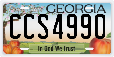 GA license plate CCS4990