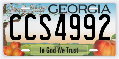 GA license plate CCS4992