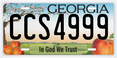 GA license plate CCS4999