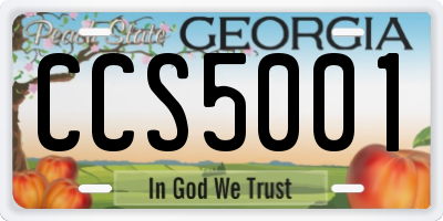 GA license plate CCS5001