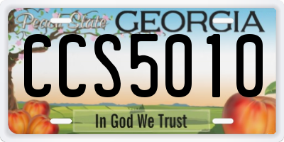 GA license plate CCS5010