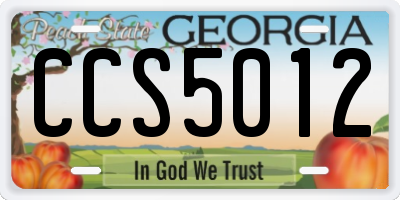 GA license plate CCS5012