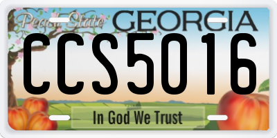 GA license plate CCS5016
