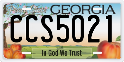 GA license plate CCS5021
