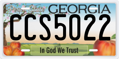GA license plate CCS5022