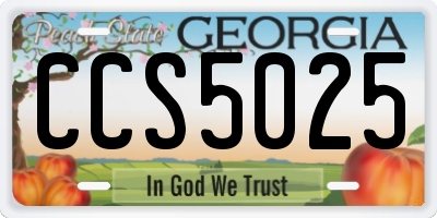 GA license plate CCS5025