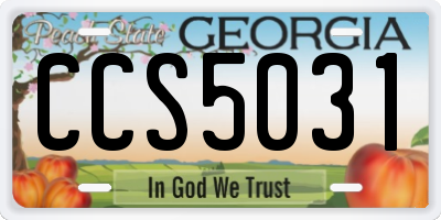 GA license plate CCS5031