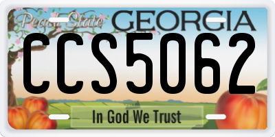 GA license plate CCS5062