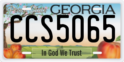 GA license plate CCS5065