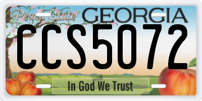 GA license plate CCS5072