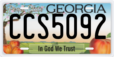 GA license plate CCS5092