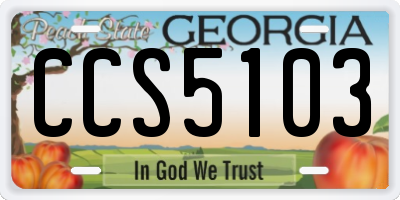 GA license plate CCS5103